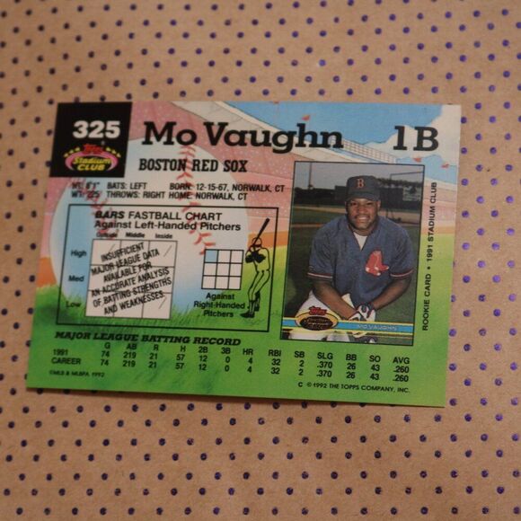 Mo Vaughn #325 Baseball Card - Picture 2 of 2